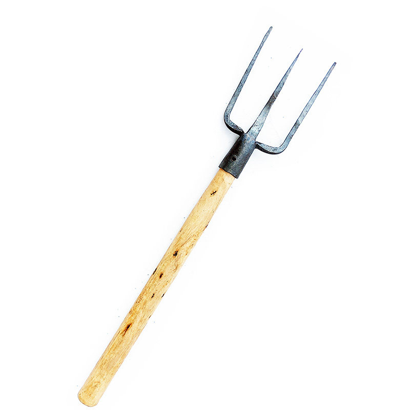 手工锻打三叉戟一体三齿叉连体三股炉叉稻杆叉翻土铲叉子古老农具