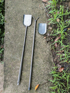 老式不锈钢长柄炭铲灰铲火铲长把火叉土灶灰叉农民烧柴火用叉子