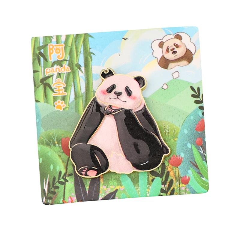 创意熊猫胸针可爱金属徽章送儿童生日礼物成都纪念品冰箱贴伴手礼