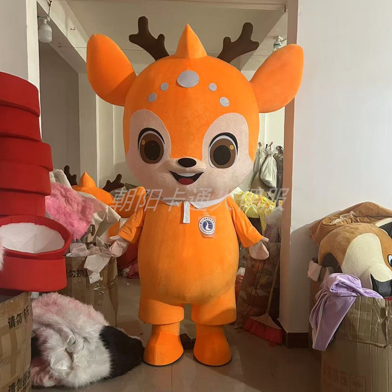 梅花鹿卡通人偶服装圣诞鹿布偶服鹿子成人穿戴卡通头套道具偶服装