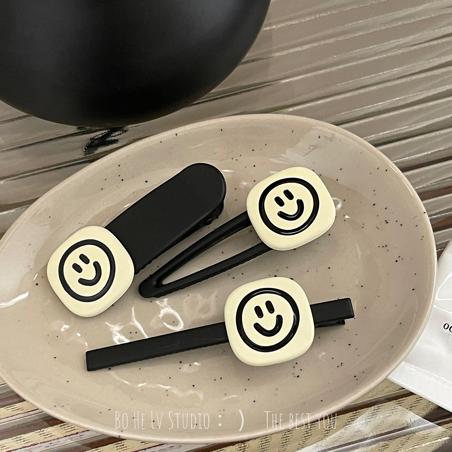 原创设计笑脸发夹边夹发饰头饰