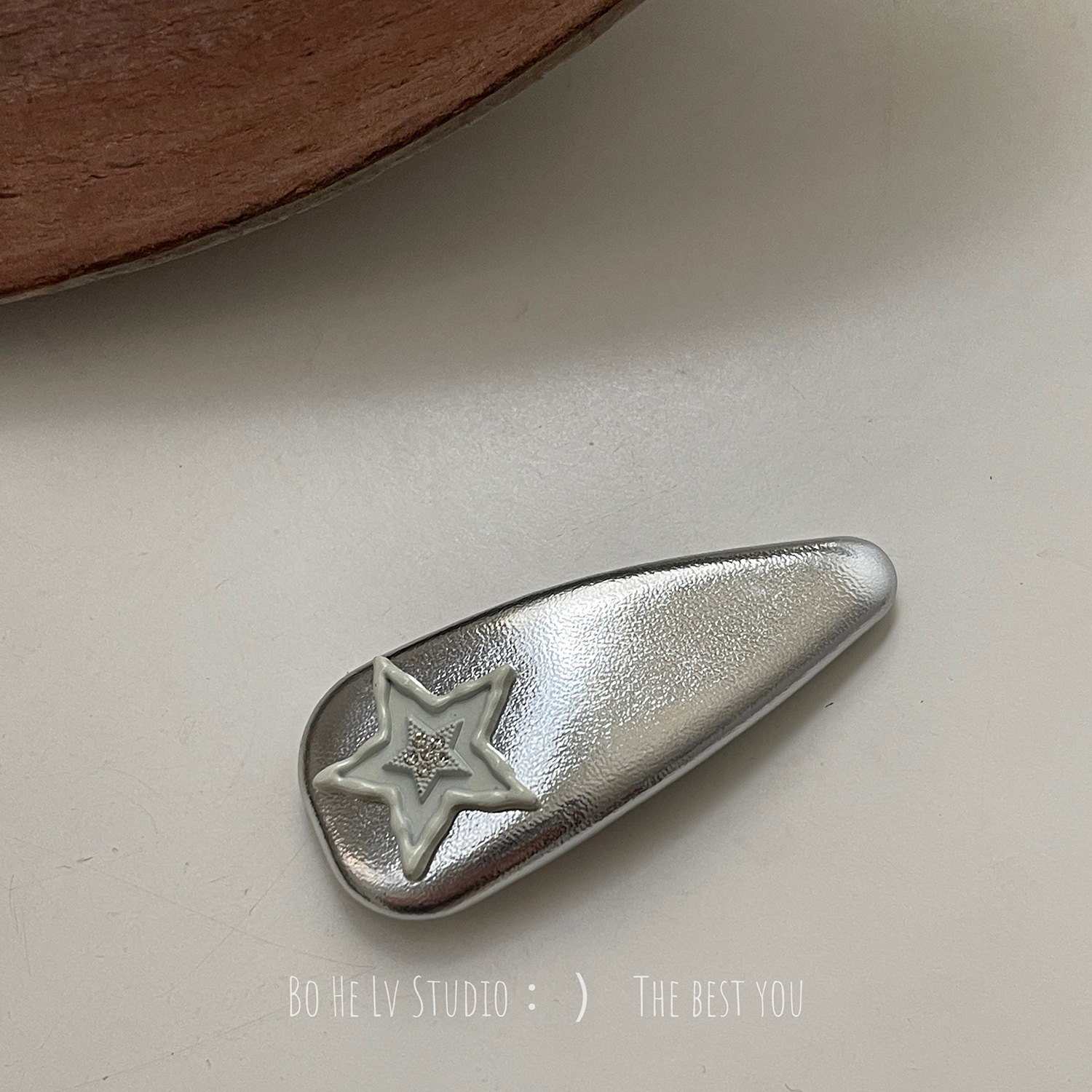 发夹边夹原创设计皮质星星发饰