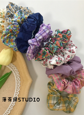 「BM少女法式大肠圈」碎花格子复古百搭ins风丸子头皮筋网红头绳