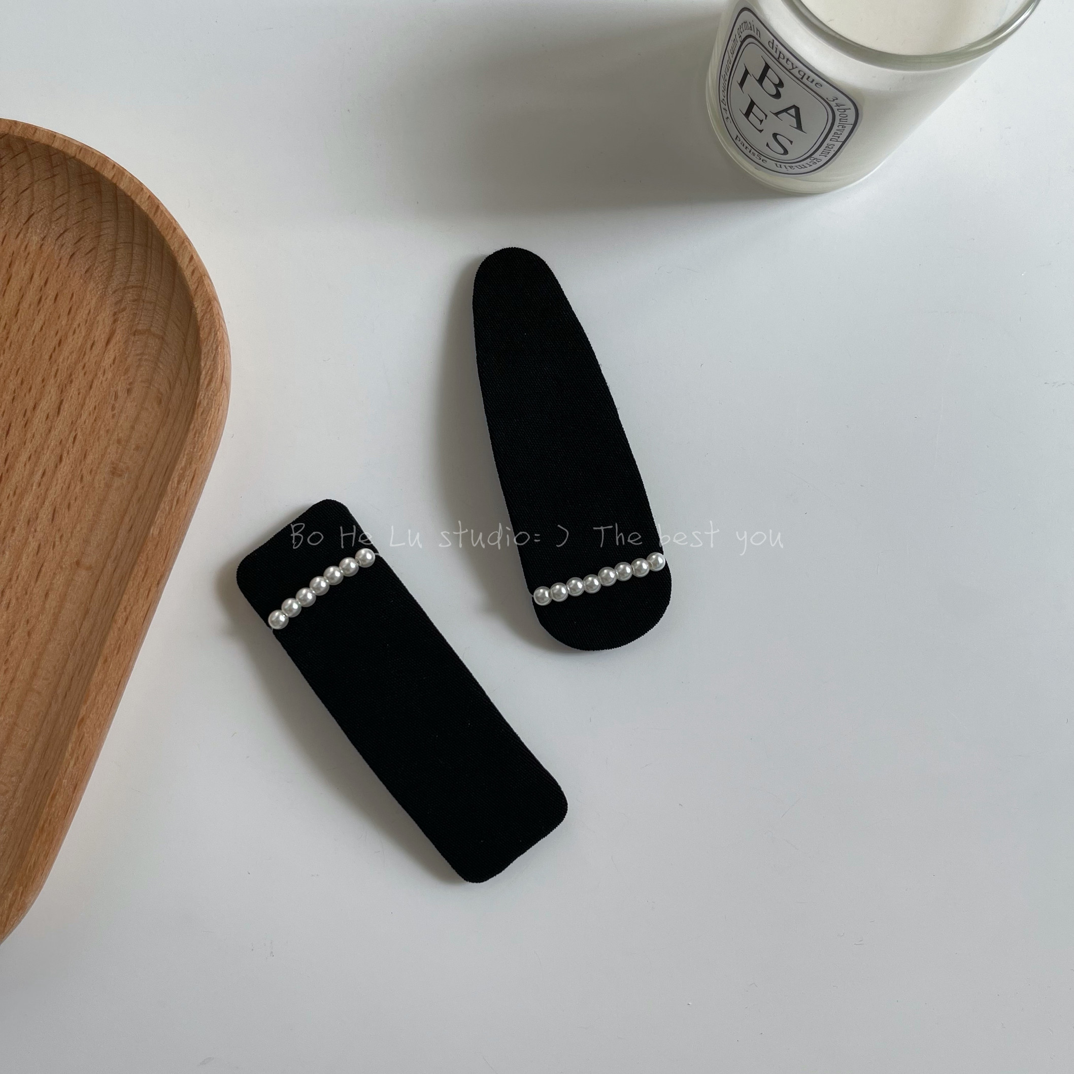 黑色系珍珠bb夹复古边夹新款潮女