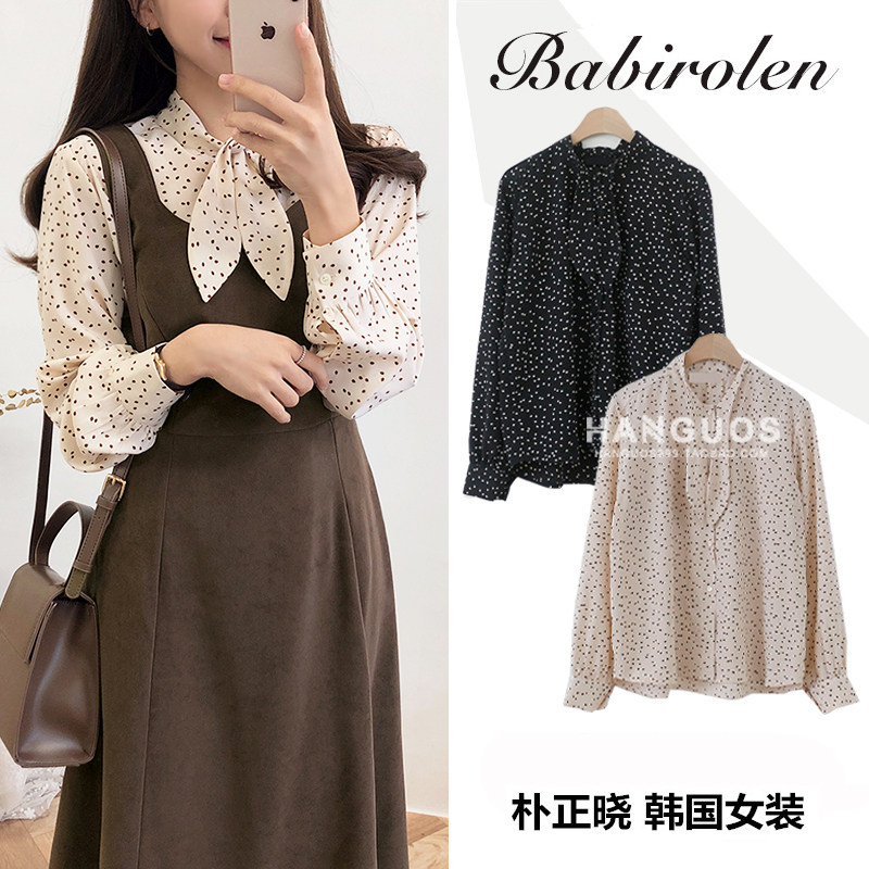 韩国chic港味复古系带蝴蝶结波点衬衫上衣女韩范学生百搭打底衬衣|ruв категории Женская одежда, рубашка - от Buy2taobao.com для оказания профессиональной услуги покупки агента Taobao