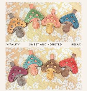 m-box雾蜡 DIY 手工缝制真皮 蘑菇挂件车挂包挂钥匙挂多用款