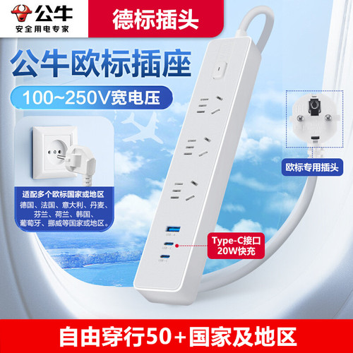 公牛德标旅行转换插头