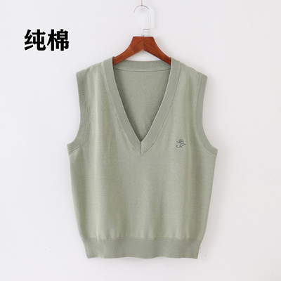 jk纯棉线马甲学生v领背心砍价