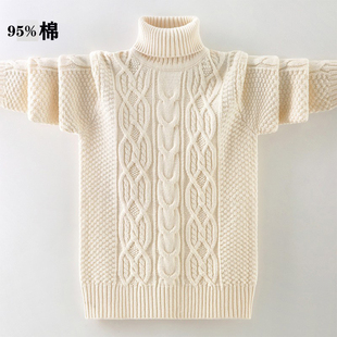 保暖套头毛线衣 针织衫 纯棉毛衣女高领长袖 麻花加绒加厚线衣打底衫