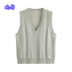 纯棉针织背心无袖 马夹全棉马甲宽松坎肩不起球JK制服毛衣女学生薄