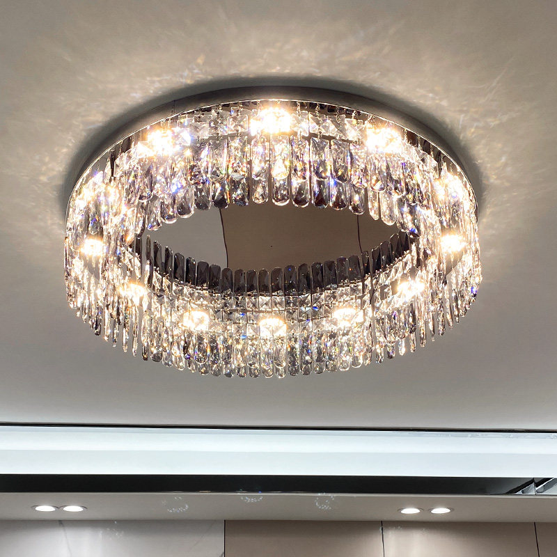 烟灰色水晶灯轻奢现代客厅港式