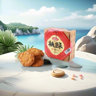 益昌凝复古包装红纸方盒桃酥糕点