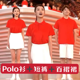 同学聚会班服爱国主题合唱服 中学生运动会开幕服装 polo衫 翻领短袖