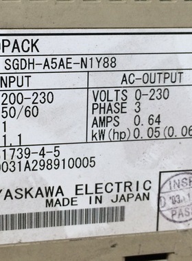 SGDH-A5AE-N1Y88  二手安川驱动器