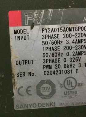 PY2A015A0MT8P00  二手三洋驱动器