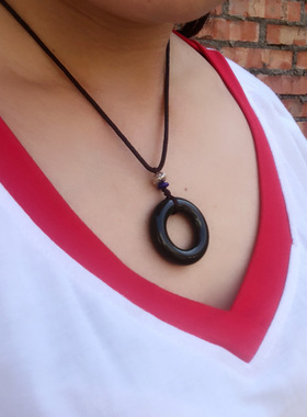 新疆和田玉平安扣同心圆证书吊坠