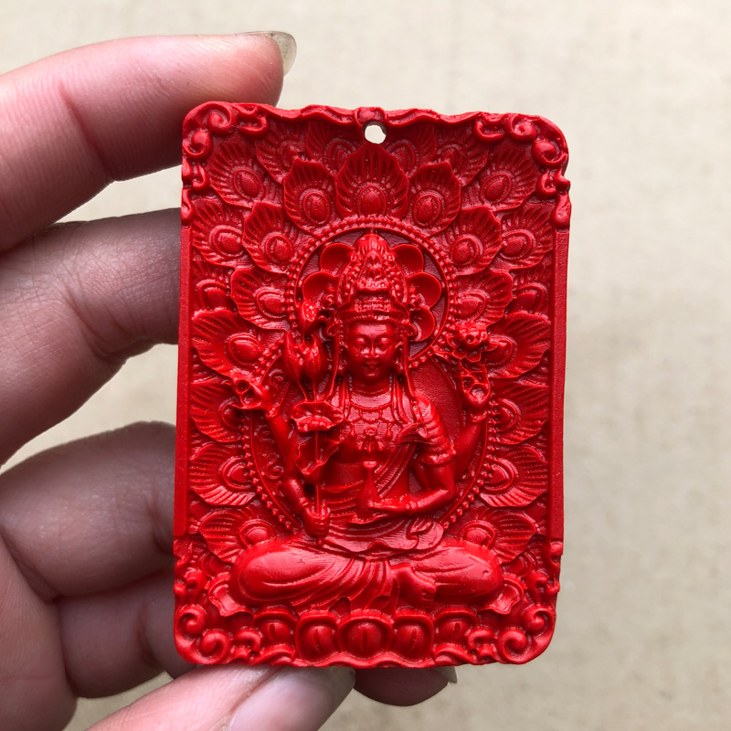 帝王红朱砂孔雀佛像佩戴吊坠