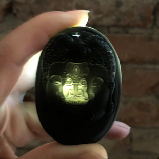 天然黑曜石一念之间吊坠男女士一念成佛一念成魔项链无事牌子挂件