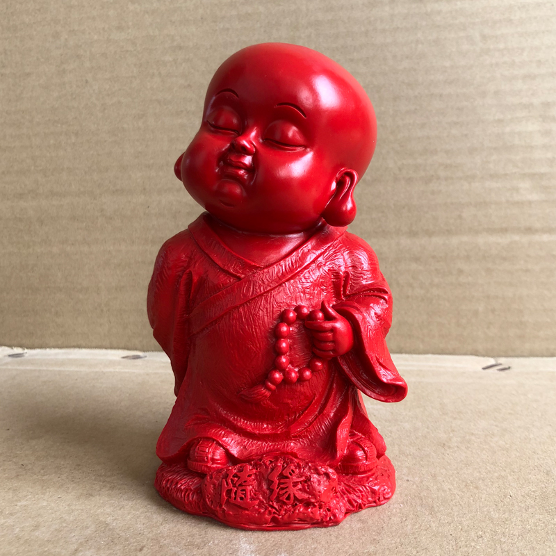 朱砂随缘沙弥小佛车载中控台装饰品高档汽车摆件车内家居饰品礼物