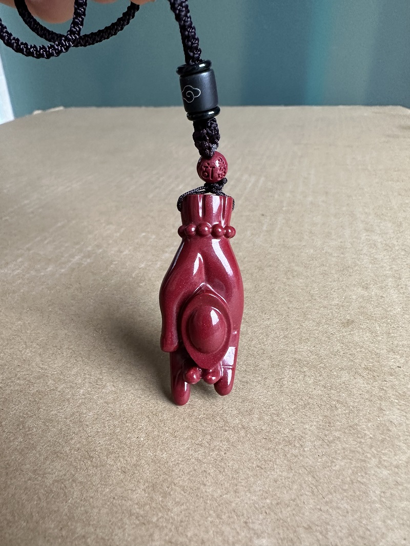 真品原矿紫金朱砂掌心有宝挂件男女款大权在握随身打麻将牌定赢戴