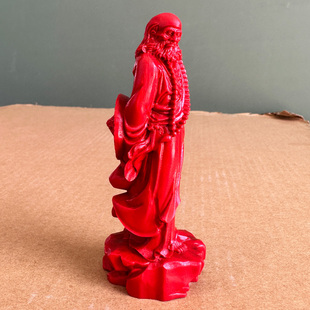 正红色朱砂达摩摆件才高八斗祖师家居佛堂摆饰中式禅意站达摩人物