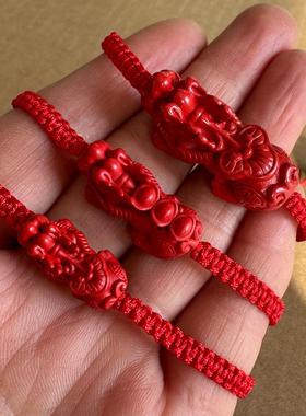 保真朱砂小中大立体貔貅手链