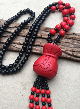 聚福钱袋帝王红秋冬证书毛衣链