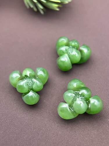 荷花莲花和田碧玉戒面耳钉