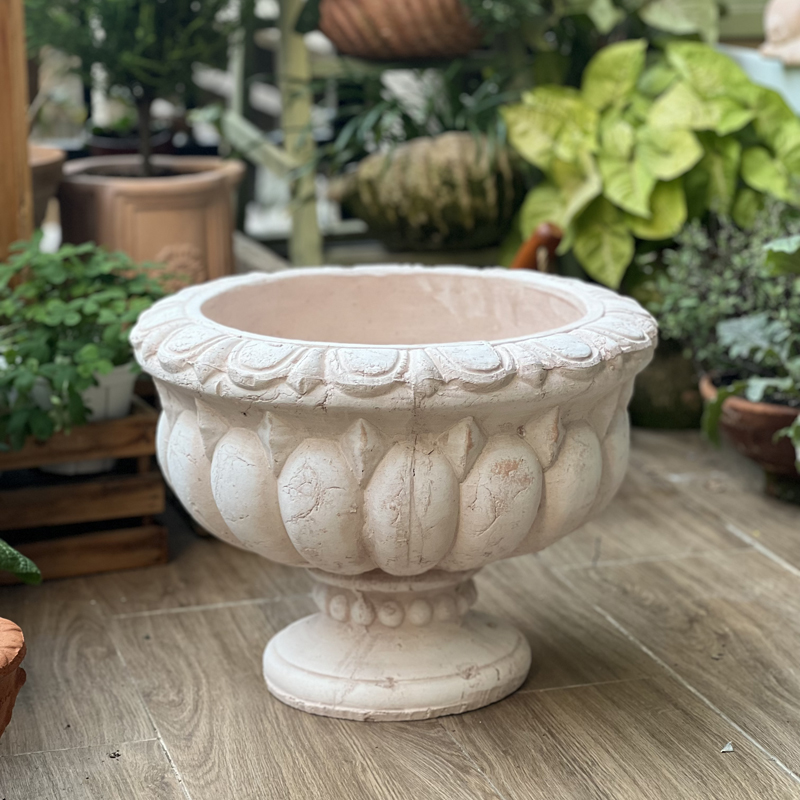 纯手工罗马奖杯陶浮雕红陶花盆花卉园林家居绿植装饰粗矿欧式复古