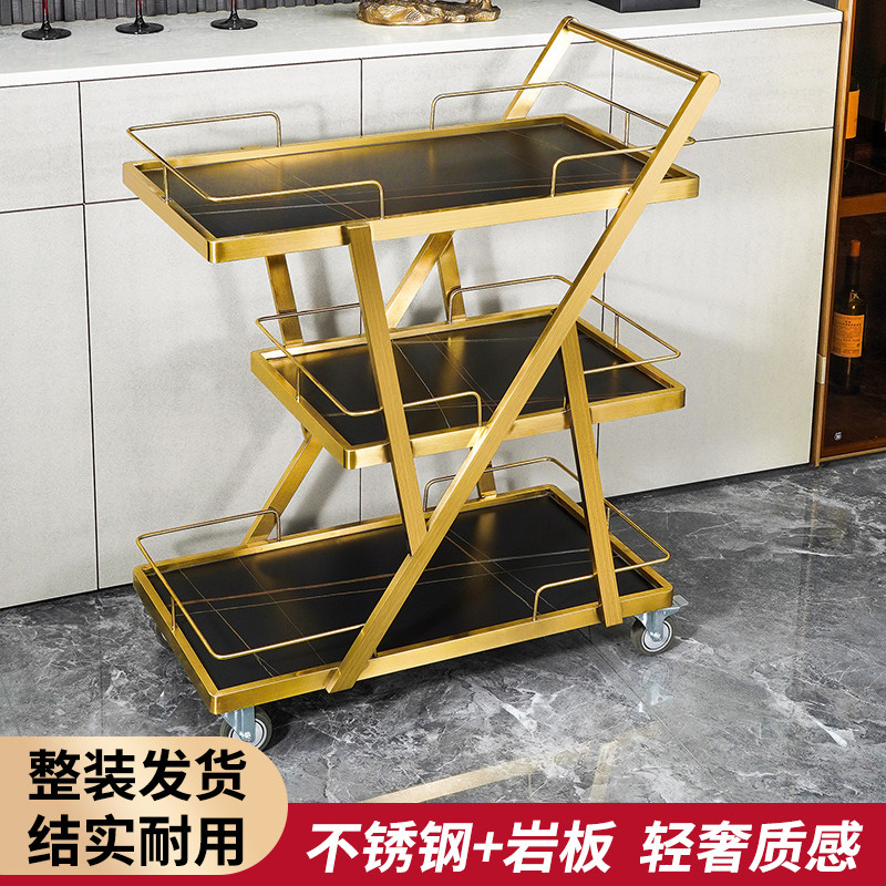 酒店高档酒水车三层移动点心蛋糕餐厅服务车KTV美容会所4S置物车