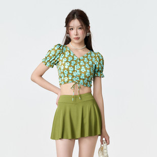 批发泳衣女分体裙小胸聚拢显瘦平角保守纯欲风洋气高颜值女士泳装