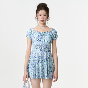 批发游泳衣洋气连衣裙泳衣带胸垫遮肚子超仙泡温泉游泳拍照游泳装