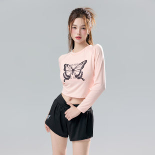 批发运动风分体泳衣女两件套保守显瘦遮肚子性感甜美小清新游泳装