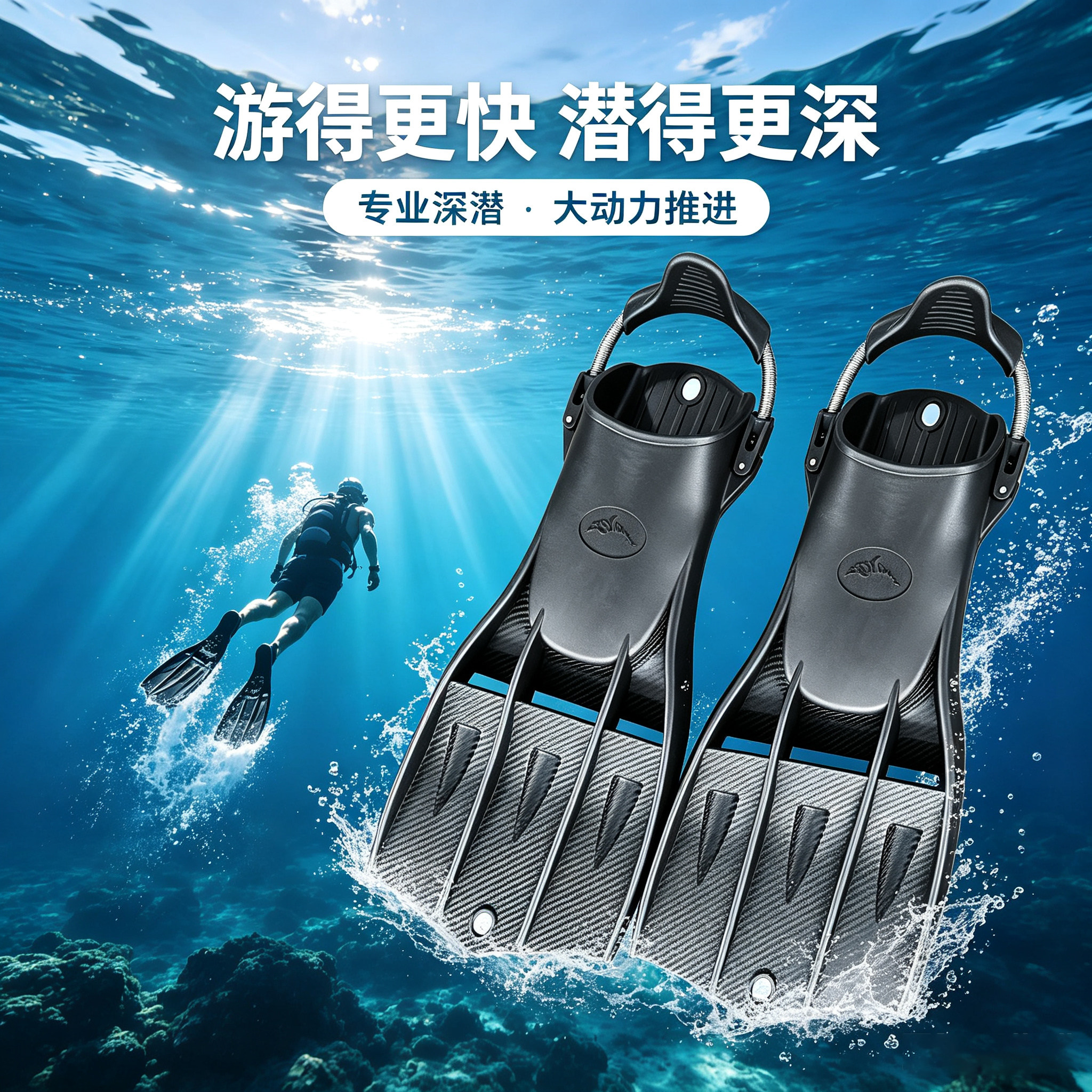 专业水肺潜水脚蹼可调节弹簧扣