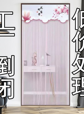家用夏季防蚊免打孔蕾丝门帘隔断帘厨房卧室装饰帘防蝇蚊虫纱门帘