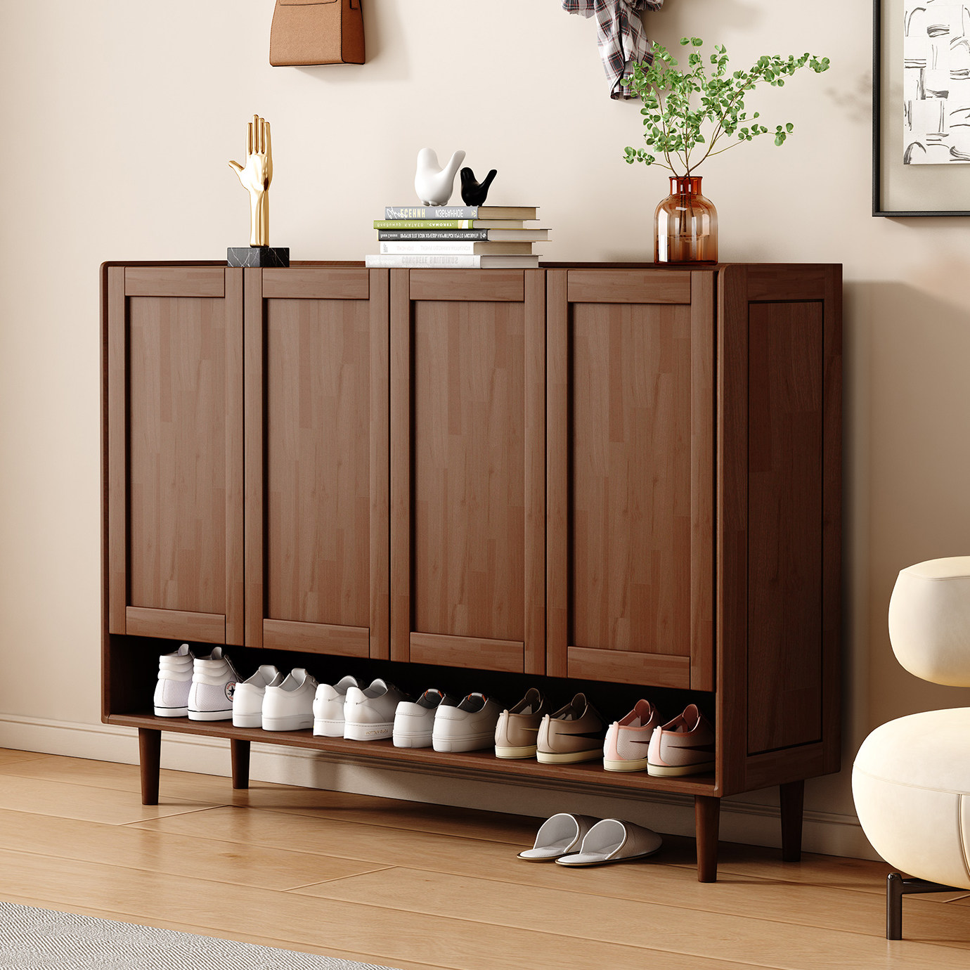 鞋柜2025新款入户玄关室内走廊过道室外大容量窄单门鞋柜实木家用