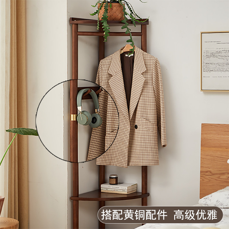 实木拐角衣帽架落地挂衣架
