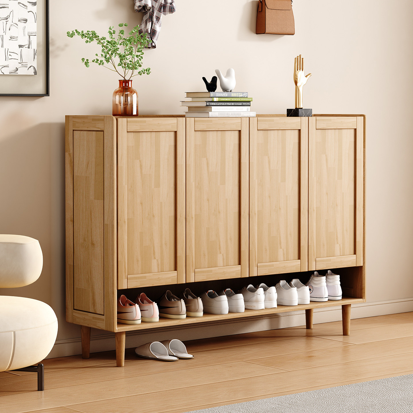 鞋柜2025新款入户玄关室内走廊过道室外大容量窄单门鞋柜实木家用