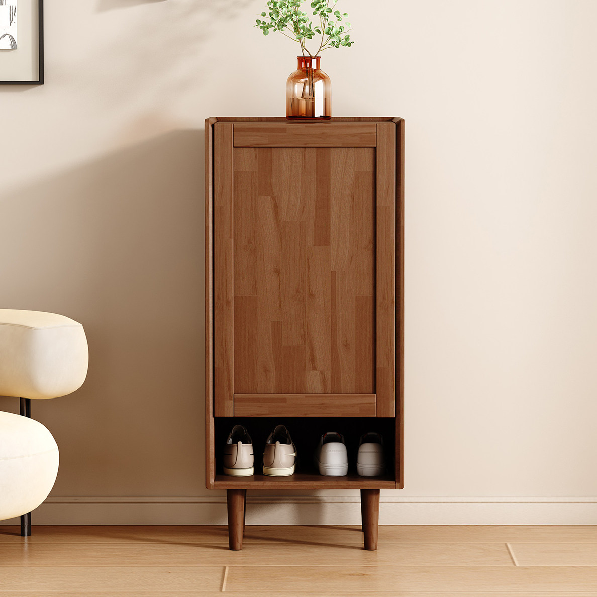 鞋柜2025新款入户玄关室内走廊过道室外大容量窄单门鞋柜实木家用