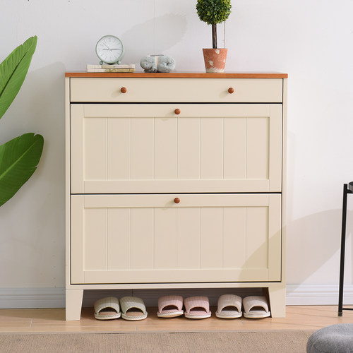 超薄17CM翻斗实木鞋柜家用门口