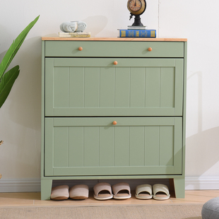 北欧美式地中海实木鞋柜家用门口超薄17翻斗玄关门外转角入户鞋柜