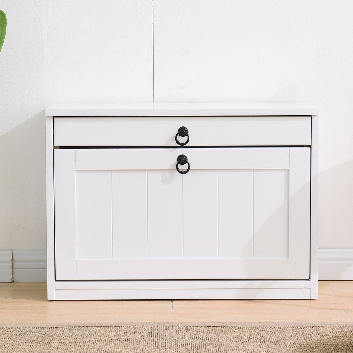 美式地中海实木鞋柜入户小户型超薄翻斗进门口玄关家用收纳换鞋凳