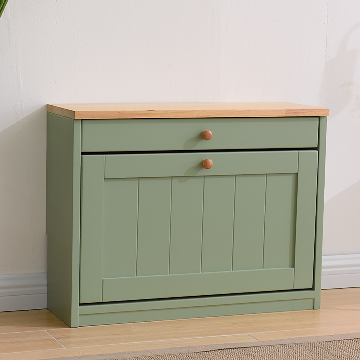 美式地中海实木鞋柜入户小户型超薄翻斗进门口玄关家用收纳换鞋凳