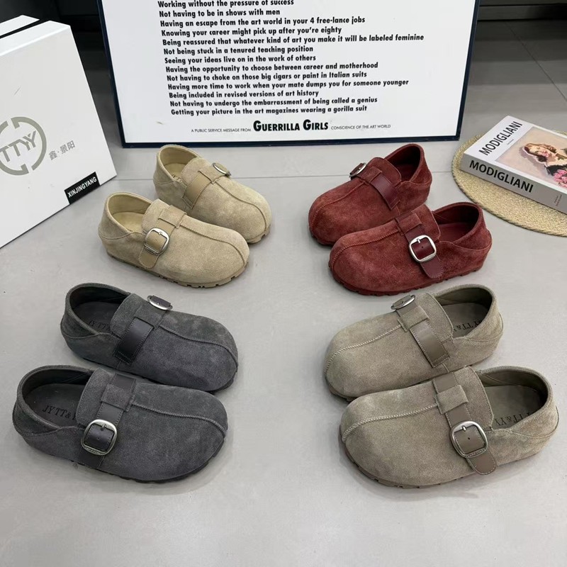 2026春季新款反绒皮勃肯鞋女休闲百搭皮扣带一脚蹬舒适平底单鞋,女鞋,勃肯鞋/软木鞋,淘宝优惠券,粉丝福利购,淘宝优惠卷