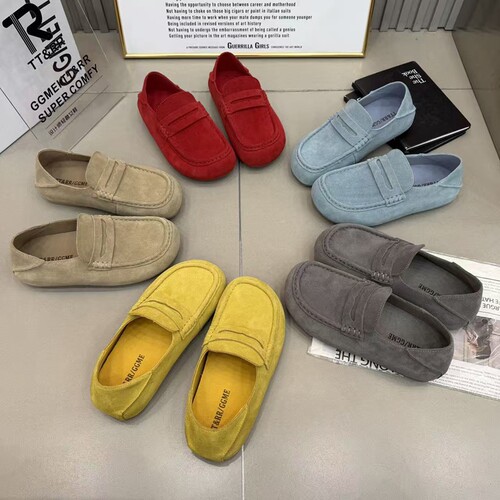 TTRR2026春季新款磨砂真皮勃肯鞋女轻便一脚蹬懒人鞋休闲豆豆鞋女