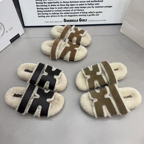 真皮羊毛韩版毛毛鞋女平底一字拖鞋百搭舒适休闲外穿二舅毛毛拖鞋