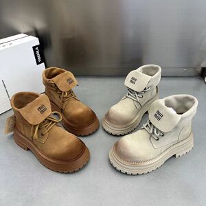 磨砂皮真皮厚底马丁靴女2024新款复古做旧两穿踢不烂大黄靴机车靴