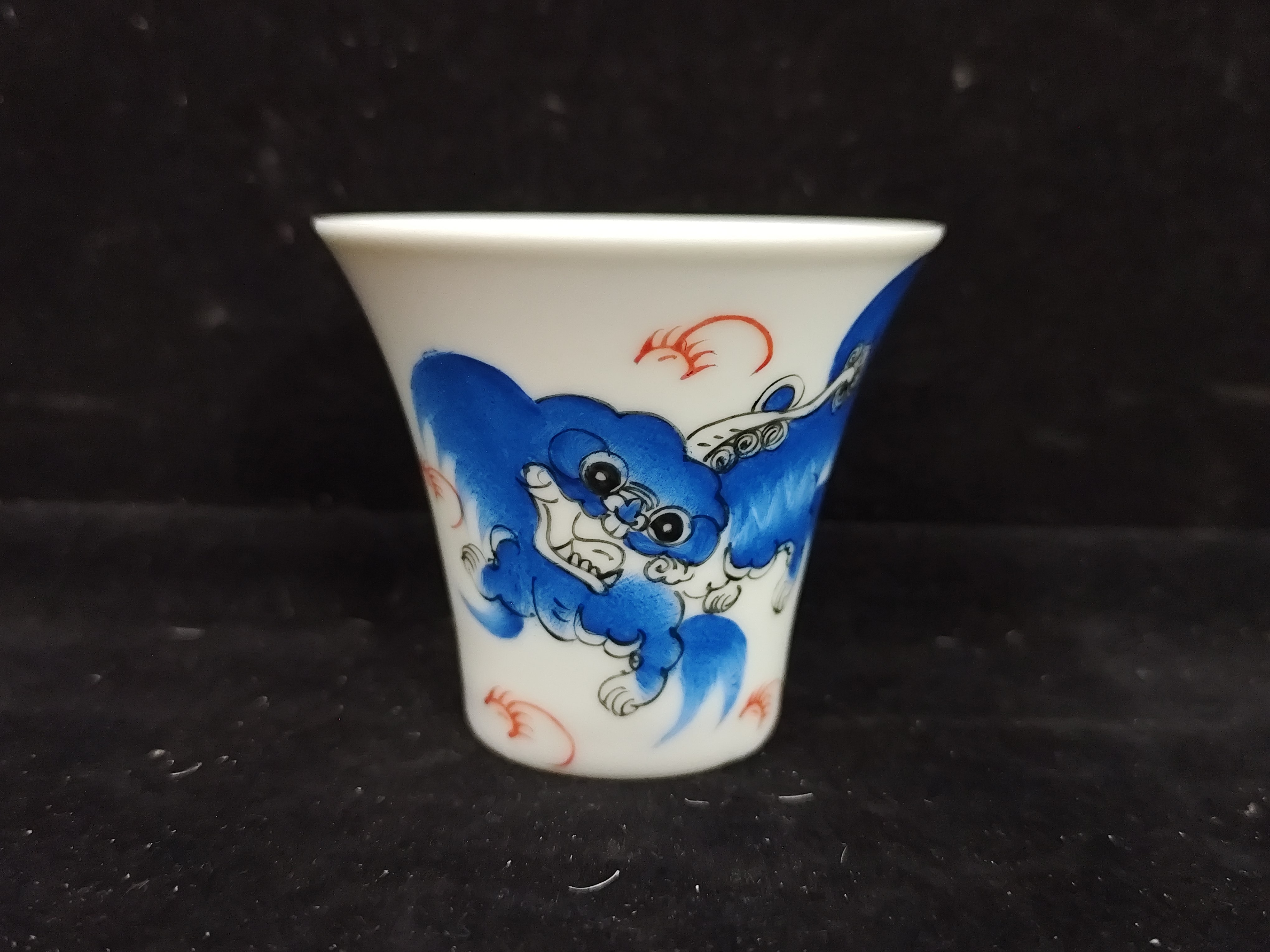 景德镇陶瓷老式库存复古手绘粉彩少师太保马蹄茶盅水杯收藏珍品