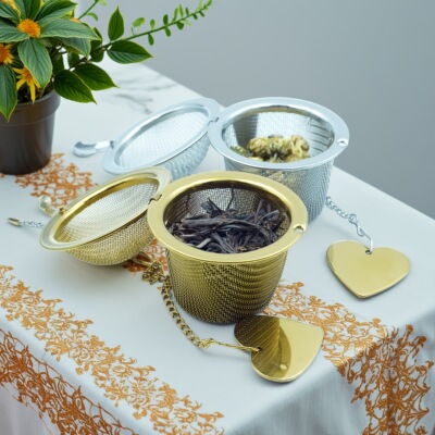 金色爱心坠304不锈钢茶漏