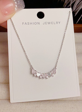 日韩精致时尚轻奢高级感一排爱心项链森系可爱精致甜美毛衣链颈链